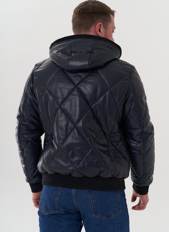 Куртка из натуральной кожи синего цвета