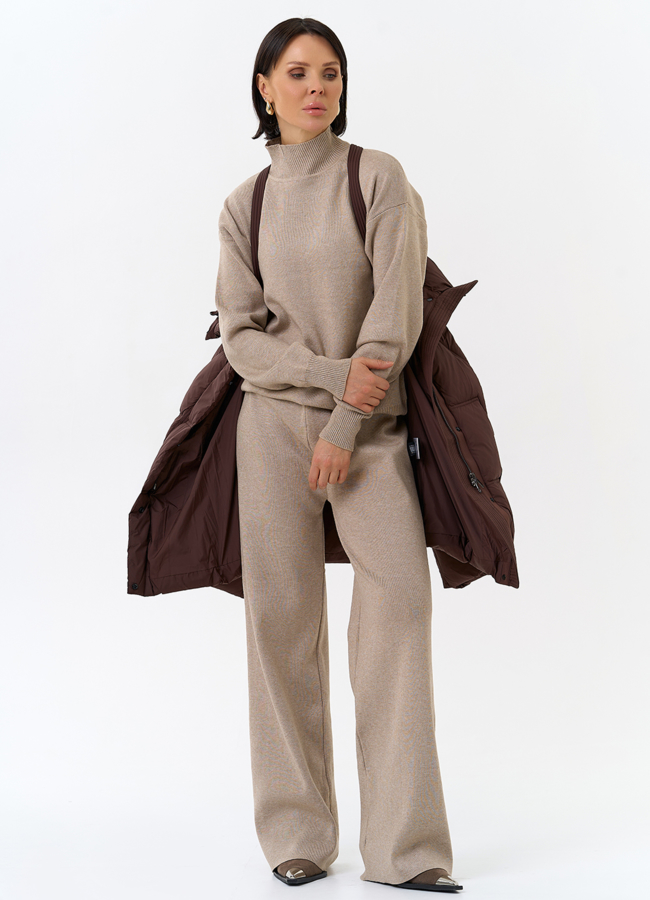 Женский пуховик с поясом модель № 32040 в рассрочку