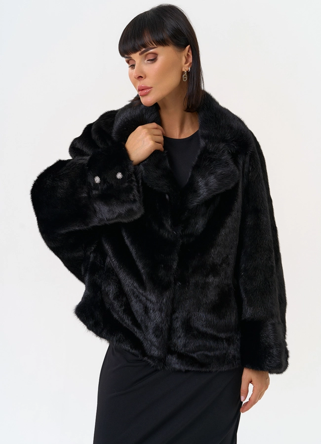 Куртка из меха норки с английским воротником модель № 31493 универмаг малина