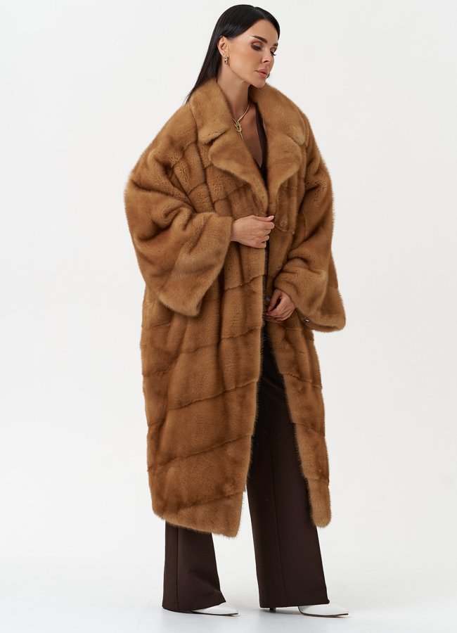 Женская шуба из меха норки с английским воротником модель № 31861 универмаг малина