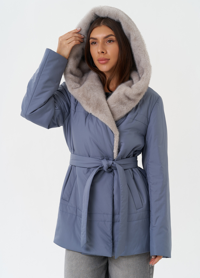 Куртка с капюшоном из эко меха модель № 28837 универмаг малина