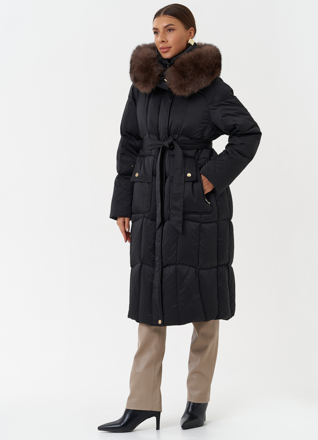 Пуховик с капюшоном из меха песца модель № 28848 в кредит