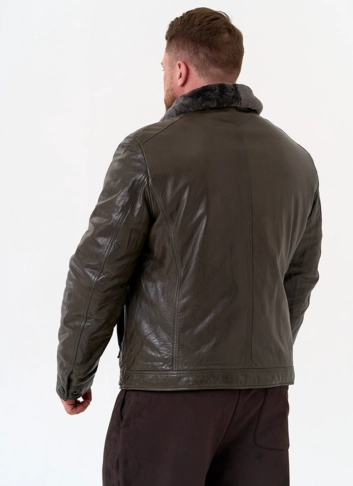 Куртка из натуральной кожи с отделкой из овчины