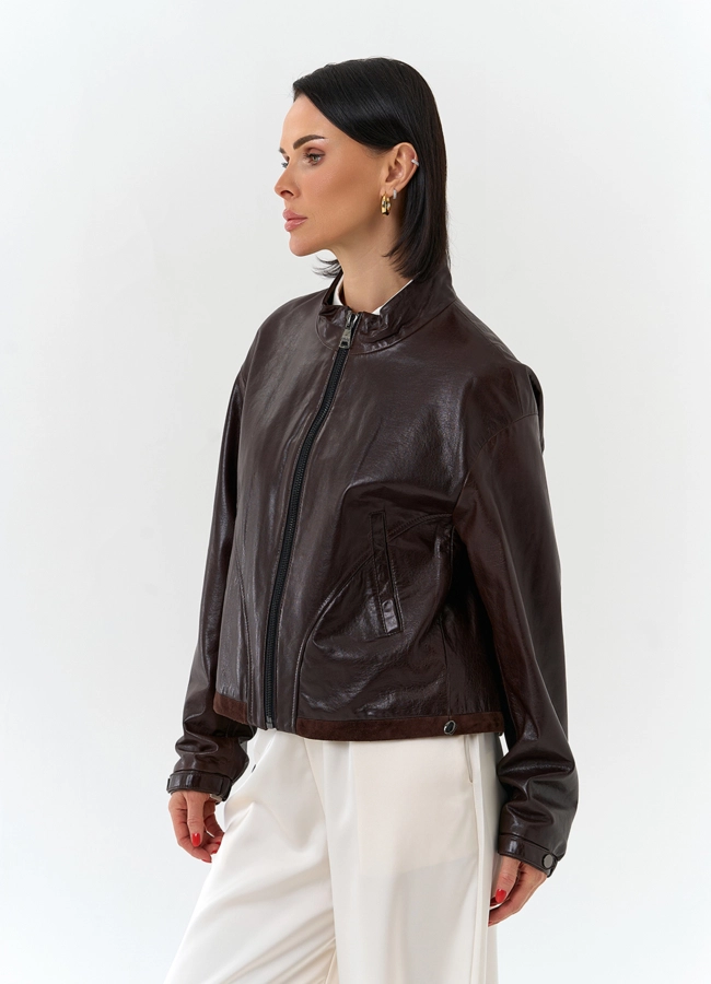 Женская короткая куртка из натуральной кожи модель № 32539 универмаг малина