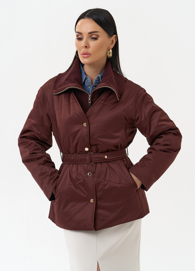 Женская утепленная куртка с поясом модель № 30052 в рассрочку