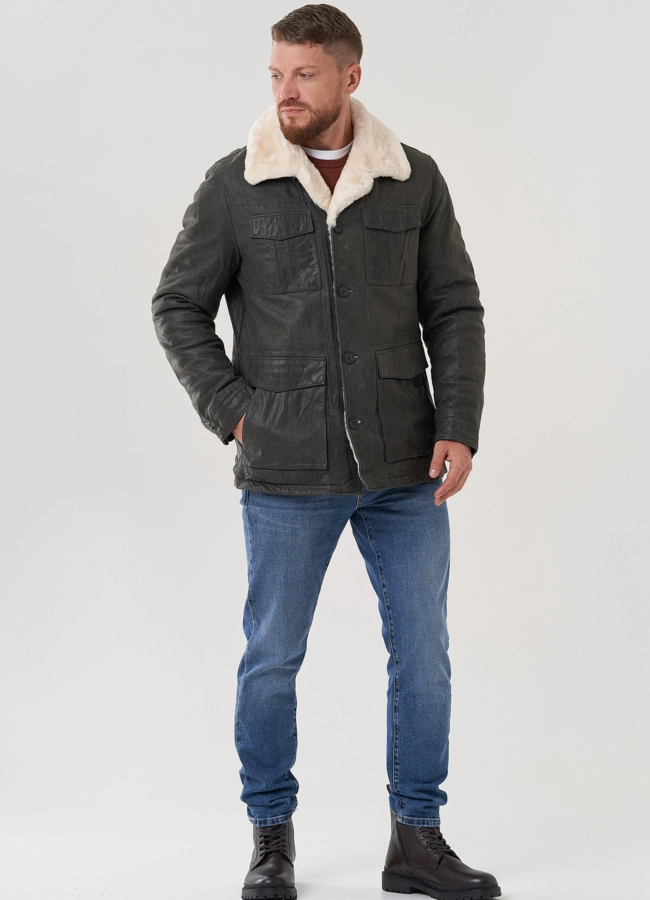 Куртка мужская из натуральной кожи  модель № 82314 в кредит