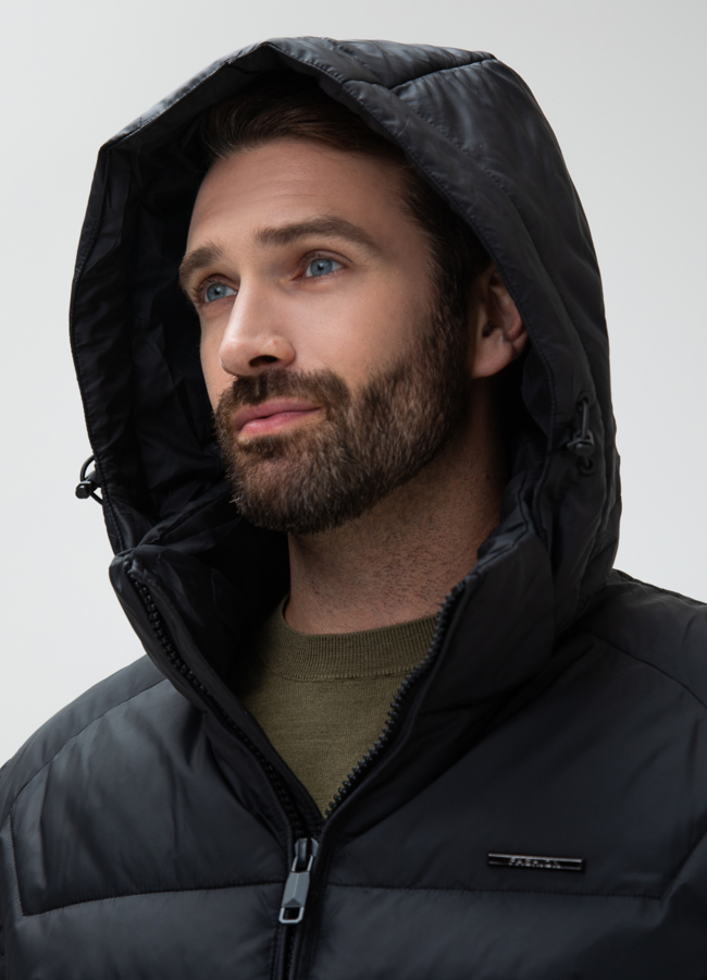 Мужской пуховик с капюшоном  модель № 28875 универмаг малина