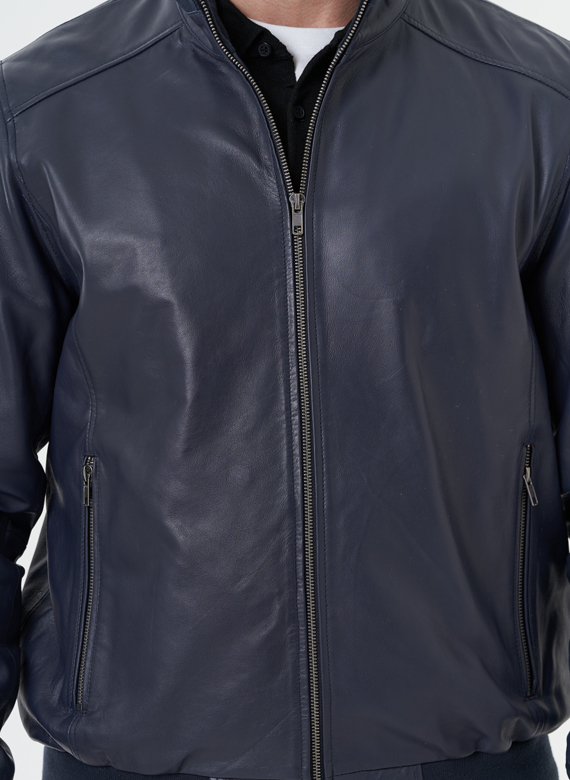 Мужская кожаная куртка "бомбер"