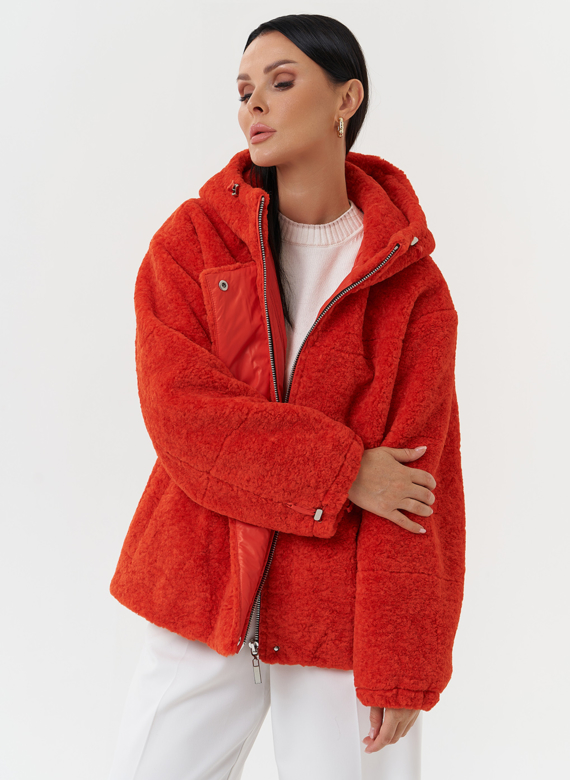 Куртка из эко меха с капюшоном