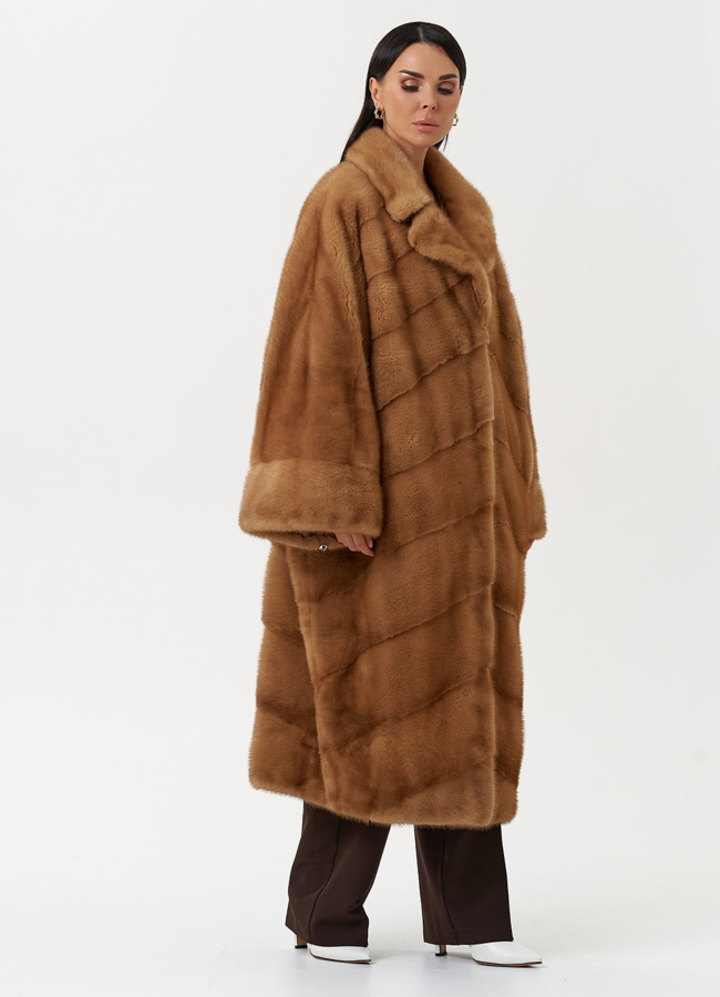 Женская шуба из меха норки с английским воротником модель № 31861 универмаг малина