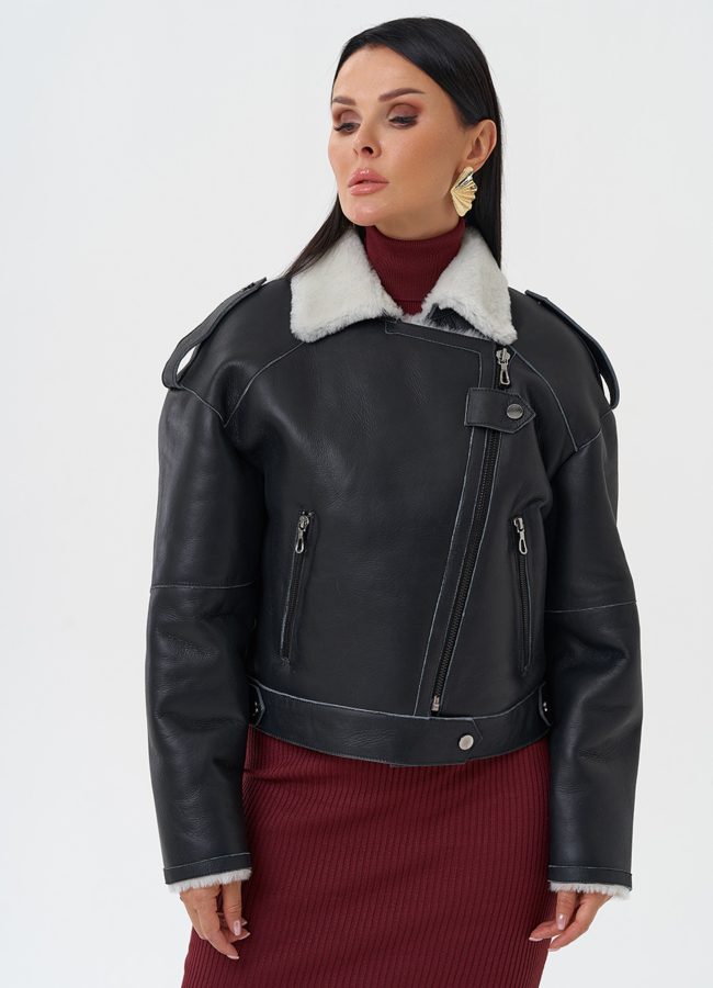 Дубленка из натуральной кожи модель № 28691 в рассрочку