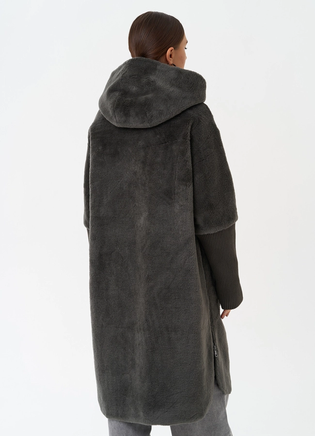 Женское утепленное пальто с капюшоном модель № 28671 универмаг малина