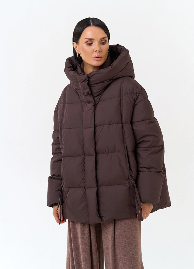 Женский пуховик с капюшоном модель № 34024 в рассрочку фото