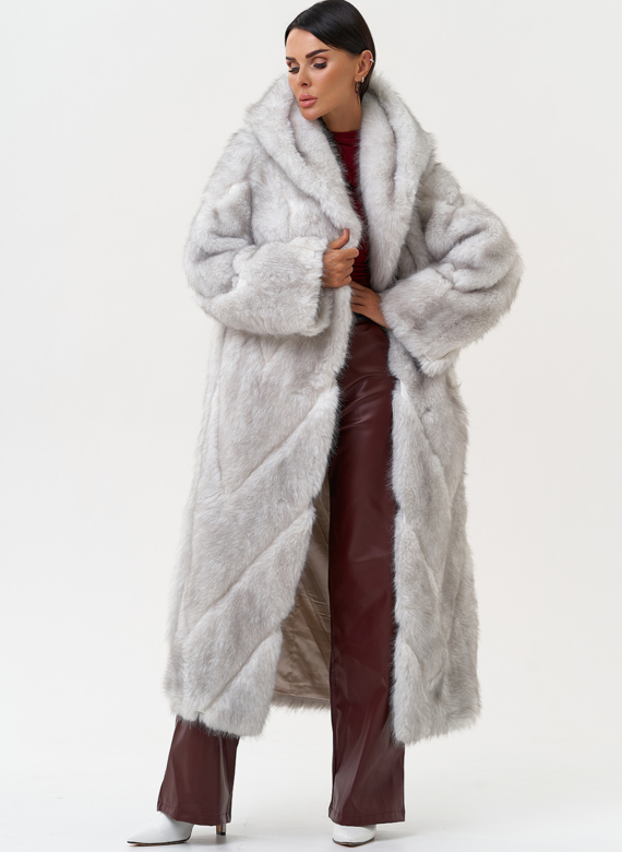 Длинная женская шуба из эко меха